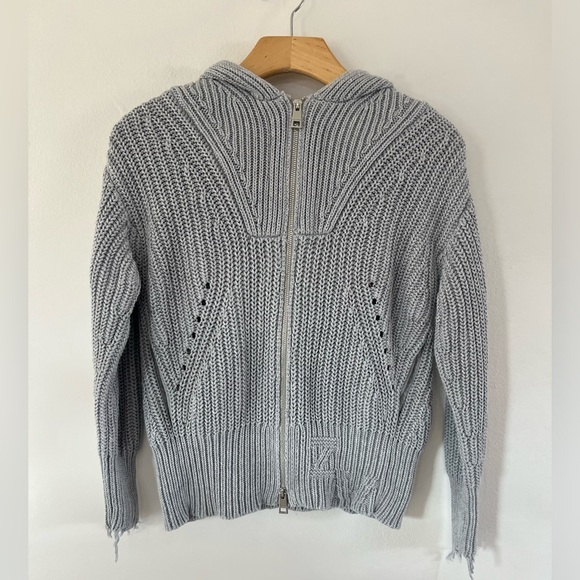 Zadig & Voltaire Moore Light Grey Hooded Knit Cardigan Sweater Size XS/S - Picture 2 of 14